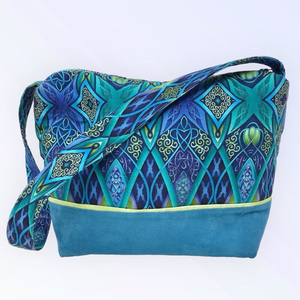 Vintage Boho Hand Made Teal Blue Paisley Purse Bohemian Tote Shoulder Bag